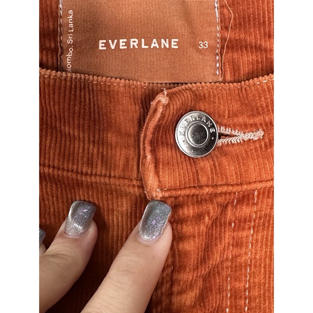 Everlane Baby Cord Cheeky Pants Regular Rust Straight Leg Corduroy Sz 33 Jeans - Picture 4 of 6